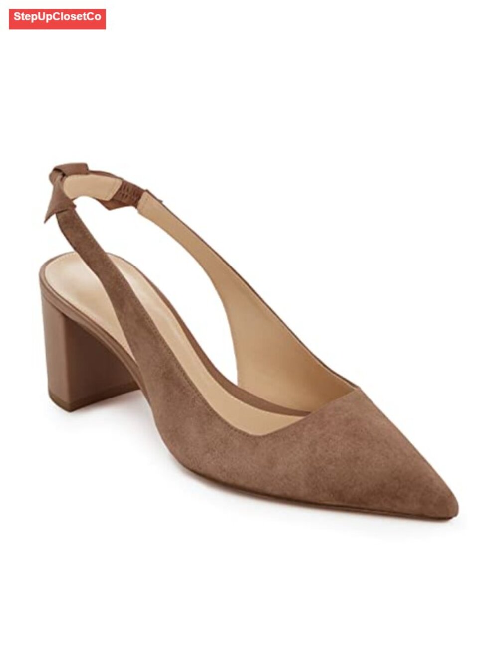 Faux Suede Chunky Block Heel Slingback Pumps